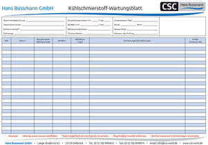 Wartungsblatt